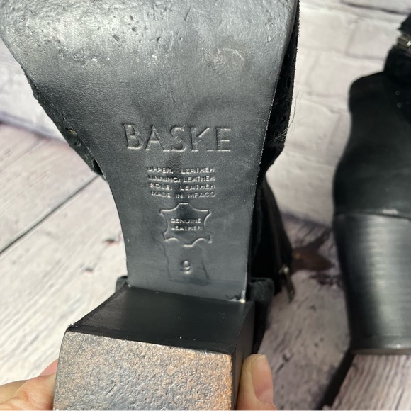 Baske California Aura Black Suede Peep Toe Booties Size 9 - Picture 6 of 10